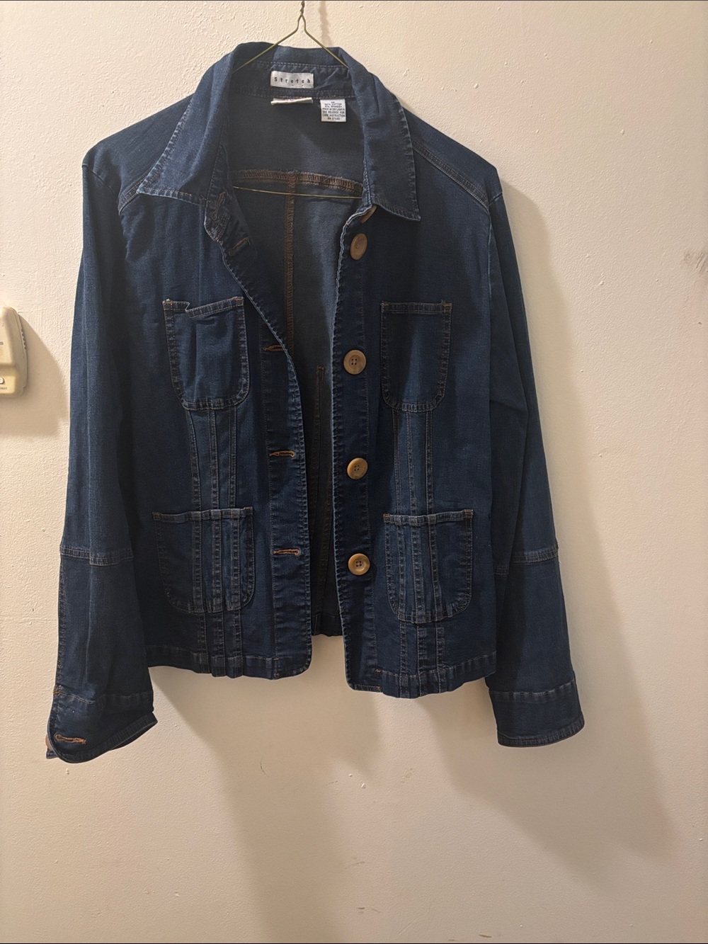 Denim Button-Front Jacket - Dark Blue
